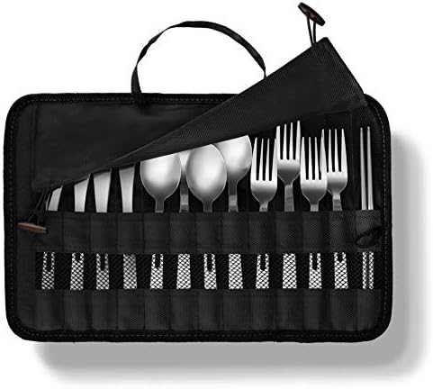 13 Piece Stainless Steel Family Cutlery Picnic Utensil Set with Travel Case for Camping | Hiking | BBQs - Includes Forks | Spoons | Knifes | Chopstick, Plus Nylon Commuter Case (Black) - Image 5