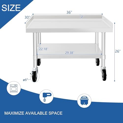 HARDURA Stainless Steel Equipment Stand with Casters 30"X36" - Image 4