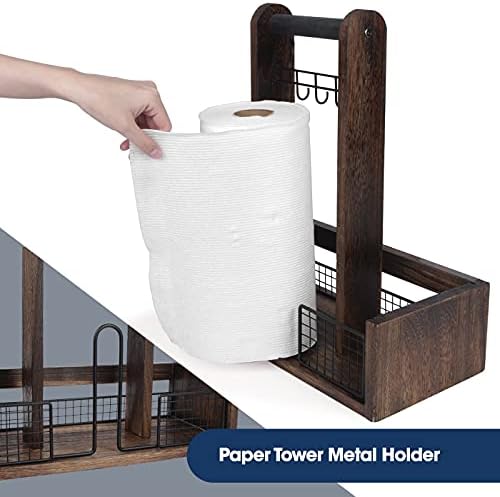 J JACKCUBE DESIGN Rustic Wood Tabletop Organizer for Outdoor Dining, Grill, BBQ Condiment, Spices, Spatula, Tong, Utensil Holder and Paper Towel Serving Caddy - MK718A (Rustic Wood) - Image 5