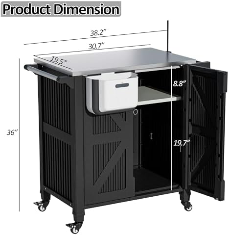 Spurgehom Outdoor Grill Cart with Storage,Movable Grill Table - Image 3