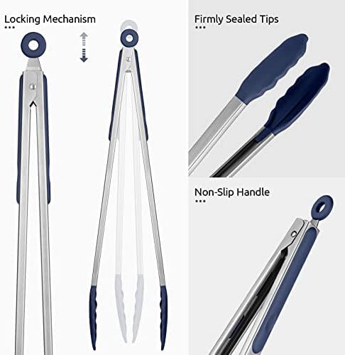 U-Taste Kitchen Tong for Cooking, 600ºF Heat-Resistant, 16in/Midnight Blue - Image 6