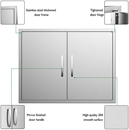 Outdoor Kitchen Doors 30W x 23H Inch, Double BBQ Access Doors 304 Stainless Steel for Outdoor Kitchen Cabinet Grill Station or BBQ Island - Image 3