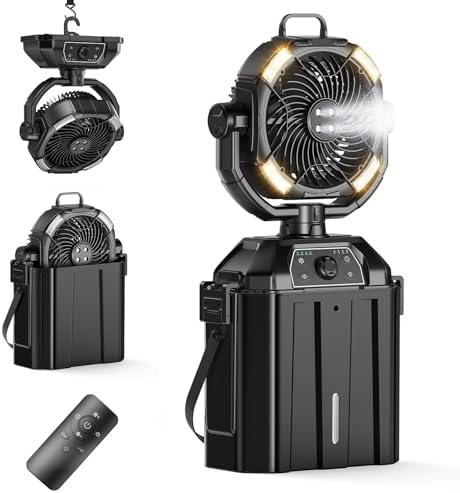 XAP Portable Misting Fan Rechargeable for Hot Weather - 9-inch Oscillating Camping Fan with USB Battery as Power Bank, 4 Mist Cooler, 7L Bucket for Outdoor/Camping/Patio/Golf (Black) by Unknown