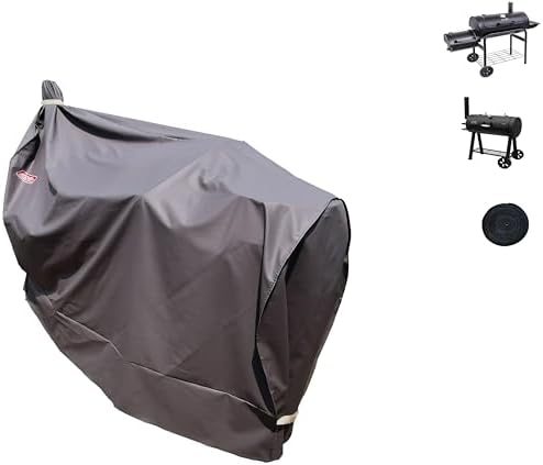 Heavy Duty Grill Cover for Charcoal Offset Smoker Cover, Fade and UV Resistant, Fits Char-Broil, Dyna-Glo, Royal Gourmet, Char-Griller and More Brown - Image 5