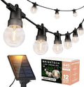 Brightech Ambience Pro Solar Powered Outdoor String Lights - 27 Ft Commercial Grade Waterproof Patio Lights with Edison Globes, Shatterproof LED String Lights for Patio - 12 Bulbs, 1W, Soft White by Brightech