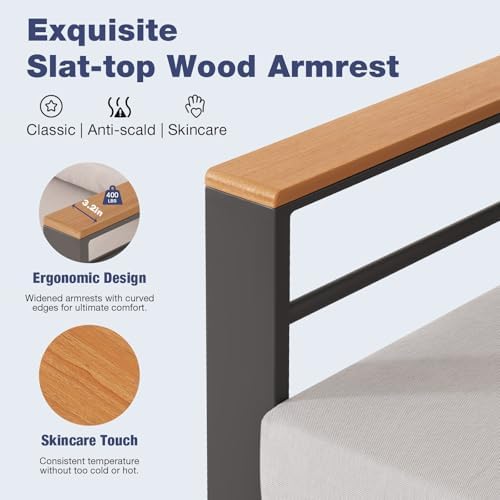 Aoxun Aluminum Patio Furniture Set 2 Seats, Grey - Image 3