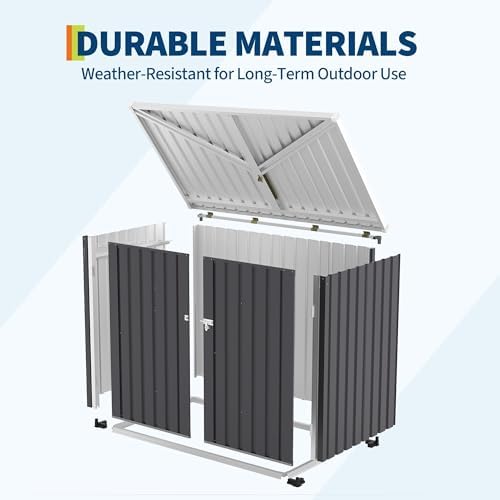 Garvee Outdoor Trash Storage Shed– 5.8x3.3 FT, Lock Latch, Sloped Roof - Image 5