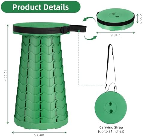 Qiguet Collapsible Stool, Folding Chair - Upgraded Portable Chair with Load Capacity 400lbs, Portable Stool for Camping Fishing Hiking - Folding Stool,Gifts for Fisherman (All Army Green) - Image 2