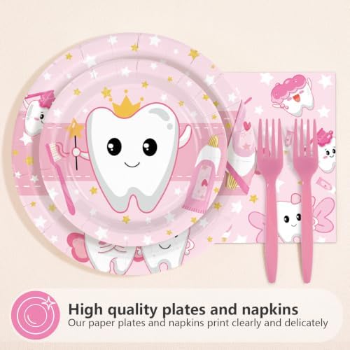 96Pcs First Tooth Themed Party Decoration for Girls, Serves 24 - Image 2
