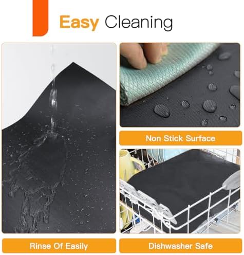 Grill Mats - Nonstick Teflon BBQ Mats, Reusable & Easy to Clean (Set of 6), 15.8 x 13-Inch, Black - Image 5