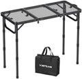 VINTEAM Folding Grill Table with Mesh Top, 3 Adjustable Heights, Lightweight Portable Camping Table, Black Aluminum Alloy BBQ Picnic Table for Outdoor Cooking, Tailgating, Beach, RV & Backyard by VINTEAM