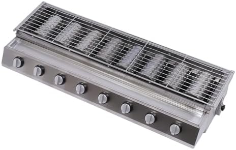 8-Burner Commercial Gas Grill Stainless Steel LPG Propane BBQ with Adjustable Height and 8 Independent Switches, Professional Smokeless Barbecues Griddle for Outdoor Camping Picnics Restaurants by Unknown