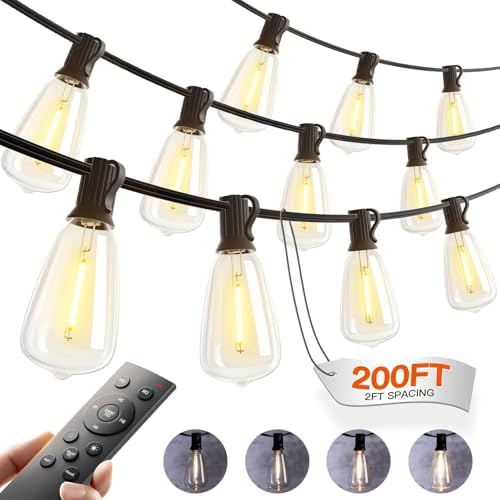 addlon 200FT(50*4) Outdoor String Lights with Remote LED Edison Waterproof by addlon
