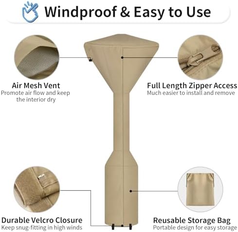 OutdoorLines Waterproof Patio Heater Covers with Zipper and Storage Bag, - Image 5