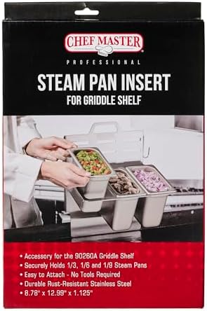 Chef Master Steam Pan Insert for 90260 Griddle Shelf, For 1/3 1/6 1/9 Sizes - Image 2