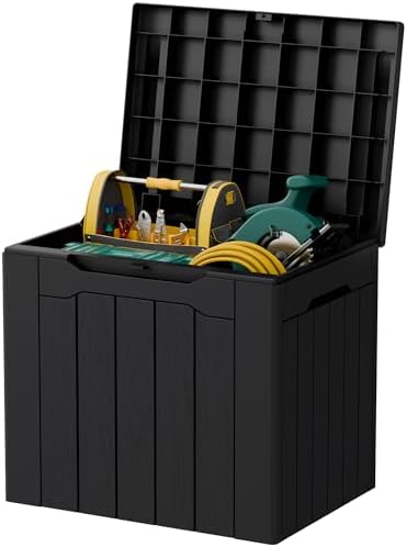 32 Gallon Deck Box Outdoor Indoor Waterproof Storage Box for Patio Furniture, Pool Accessories, Garden Tools, and Cushion Storage, Black by Acurax