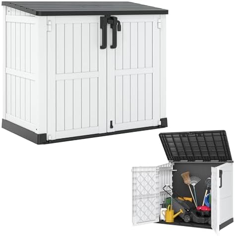 Outdoor Storage Shed 36 Cu Ft with Lockable Doors, Waterproof Storage Box for Backyards, Portable Outdoor Storage Cabinet Easy to Assemble by Unknown