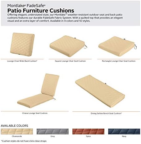 Classic Accessories Montlake FadeSafe Water-Resistant 21 x 20 x 4 Inch Wide Back Patio Quilted Lounge Cushion, Chamomile - Image 6