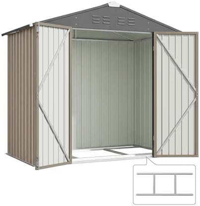 Devoko 6x4 FT Outdoor Storage Shed with Floor Frame, Brown - Image 2