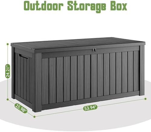 Outdoor Storage Waterproof Deck Box for Patio (150 Gallon, Black) - Image 2