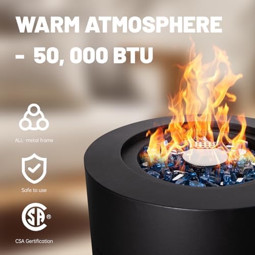 Small Propane Fire Pit Outside, 17 inch Gas Fire Pit Round Fire Column - Image 3