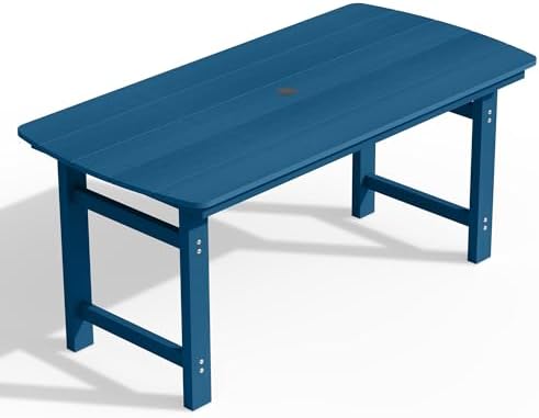 Ciokea HDPE Outdoor Patio Dining Table, All-Weather Furniture, Navy Blue by CIOKEA
