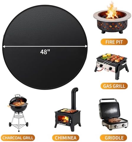 48'' Fire Pit Mat, Double-Sided Fireproof Under Grill Deck Protector Mat, Round BBQ Fireplace Pad for Patio, Indoor Outdoor Use, Waterproof/Oil-Proof/Reusable, Black - Image 5