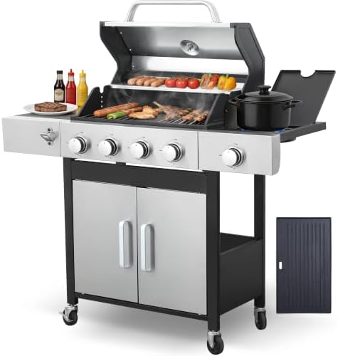 4-Burner Propane Gas Grill with Side Burner by LabolataOutdoorGrills