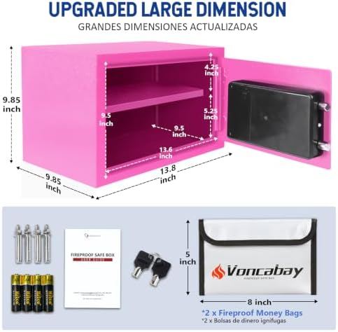 Voncabay Money Safe Box for Home with Digital Keypad, 0.8 Cu. Ft., Pink - Image 2