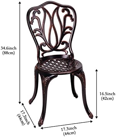 3 Piece Bistro Set,Outdoor Patio Set,Anti-Rust Cast Aluminum Bistro Table Set for Park Yard Front Porch Furniture(New Brown)… - Image 5