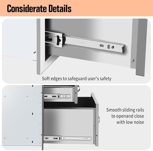 Outdoor Kitchen Double Drawers 13W x 20H x 21D Inch, Flush Mount Access BBQ Island Drawers for Outdoor Kitchens or Patio Grill Station - Image 5