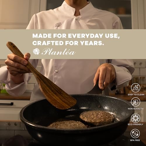 Wooden Spatula for Cooking – Premium Acacia Wooden Cooking Utensils Set of 4 for Nonstick Cookware – Heat Resistant, Scratch-Free & Durable Kitchen Tools with Comfortable Grip - Image 2