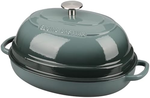 EDGING CASTING Enameled Oval Cast Iron Dutch Oven Pot with Lid, Bread Dutch Oven for Sourdough Bread Baking, Dutch Oven Bread, Bread Oven, 6QT, Slateblue by EDGINGCOOKWARE
