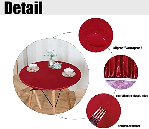 LUSHVIDA Round Tablecloth, Fitted Table Cloth for 57"-68" Tables, Red - Image 4