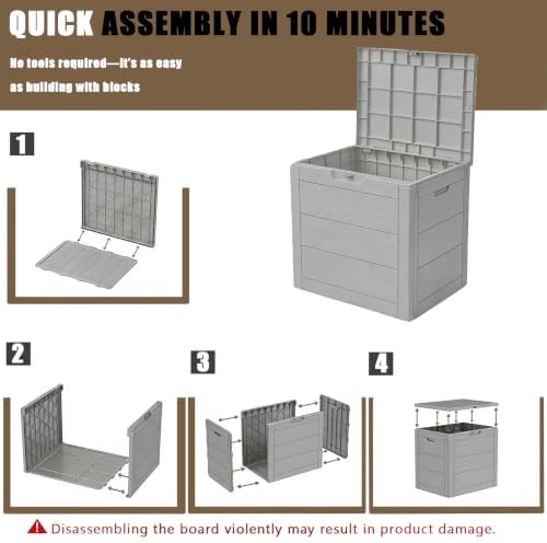 35 Gallon Outdoor Storage Box Waterproof, Deck Boxes Outdoor, Grey - Image 5