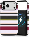 for iPhone 17 Pro Case, Magnetic Matte Frosted Dual-Layer Striped Phone Case for Women, Retro Aesthetic Cover Compatible with Mag Safe Accessories - Retro Vineyard by YKCZL