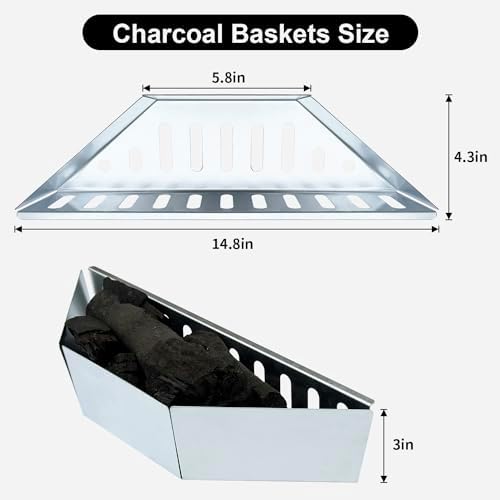 Charcoal Basket Stainless Steel for Weber Char-Basket Charcoal Holders Compatible with Weber 22 inch Grilling Accessories Charcoal Kettle Grill Accesories(2 Pieces) - Image 2