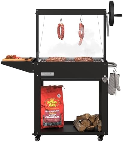 KoolMore 50 in. Charcoal BBQ Grill, Argentine Style Outdoor Grill with Adjustable Grate, Heavy Duty Barbecue Grill, Black by KoolMore
