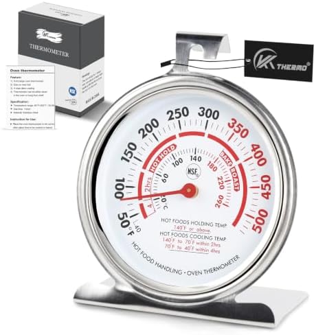Oven Thermometer 3.23" Dial 50-500°F, NSF Food Safety Zones by Unknown