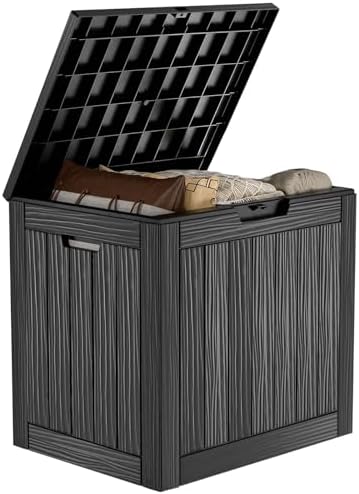 PatioZen 30 Gallon Resin Deck Box, Lockable Outdoor Storage Box for Patio Cushions Storage Furniture, Garden Tools,Pool Supplies, Weatherproof and UV Resistant (Black) by OutdoorLivingPerfected
