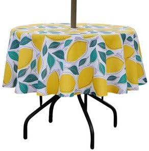 SUQ I OME Patio Umbrella Tablecloth, Lemon, 60'' Round with Zipper by SUQIOME