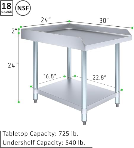 24" x 30" Stainless Steel Equipment Stand with Undershelf NSF - Image 3