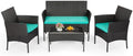 FDW 4-Piece Patio Furniture Set | Blue | Outdoor Wicker Furniture by FDW