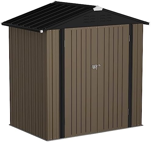 JUMMICO Metal Outdoor Storage Shed, 6 x 4 FT, Brown - Image 2