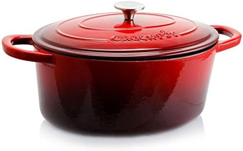 Crock-Pot Artisan Oval Enameled Cast Iron Dutch Oven, 7-Quart, Scarlet Red by Crock-PotBrand