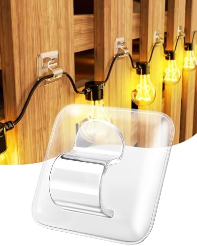 LZC 50 Pack Clear Adhesive Strips Hooks for Outdoor String Lights Clips by LZC
