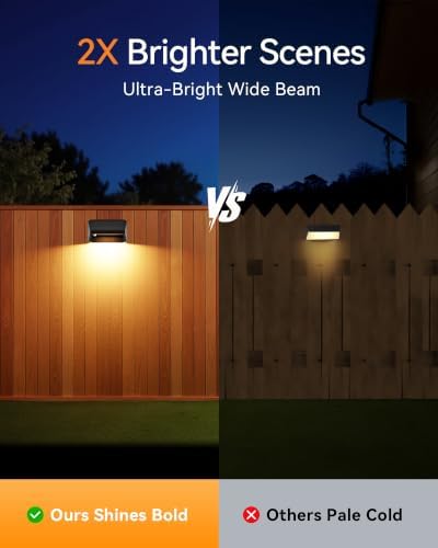 Solar Fence Lights Outdoor, 6 Pack Fence Lights Solar Powered RGB - Image 3