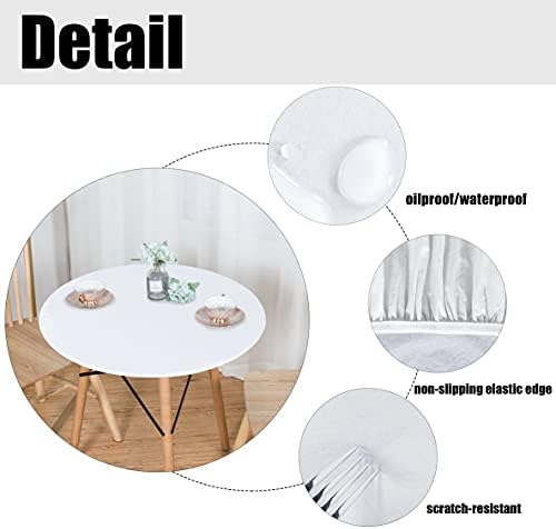 LUSHVIDA Round Tablecloth, Fitted Table Cloth for 36"-44" Tables, White - Image 4