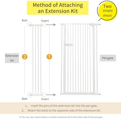 Lumizone Extra Tall Cat Gate Extension Kit 61.02" High 8.27" Wide White - Image 2