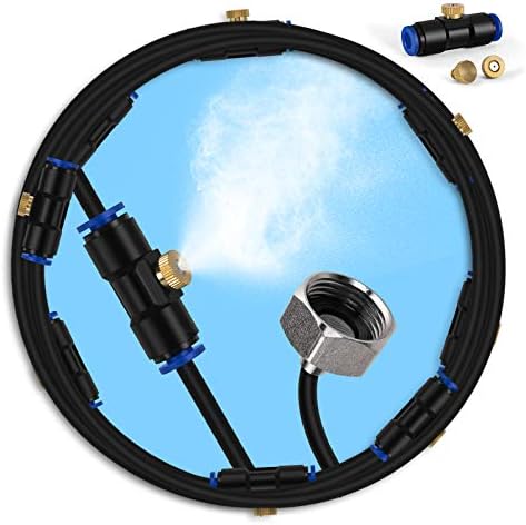 lifeegrn Misting Cooling System, Outdoor Misting System for Patio, 82 FT Misting Line+21 Mist Nozzles+3/4" Brass Adapter,Outdoor Mister System for Patio Garden Trampoline Greenhouse by lifeegrn